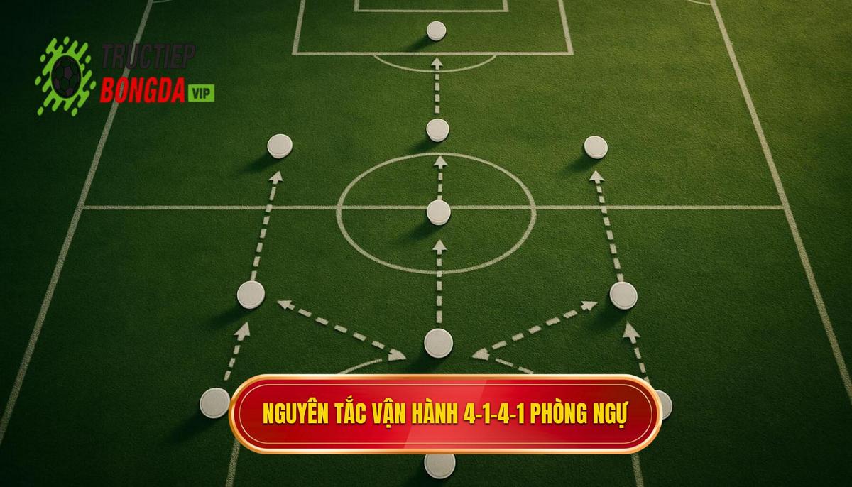 Phần 2_ Nguyên tắc Vận hành Chiến thuật bóng đá 4-1-4-1 phòng ngự